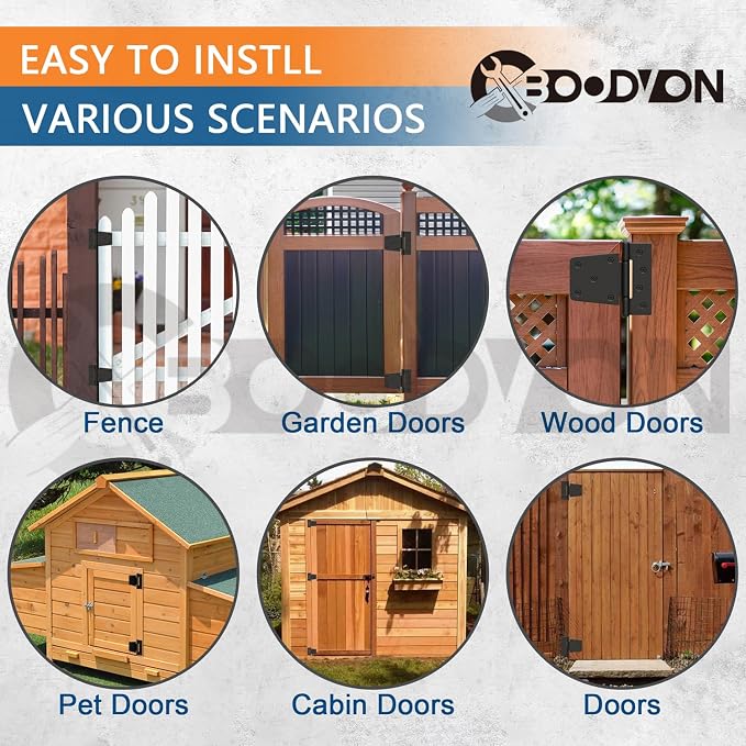 3.5 Inch Heavy Duty Gate Hinges, Extra Thick Black Shed Barn Door Hinges - Image 7