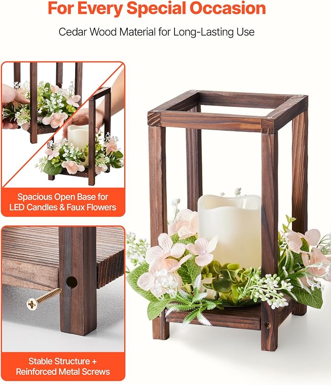 VEVOR 20 Set/60 Pcs Wooden Wedding Lantern Centerpiece, Includes 20 Wooden - Image 3