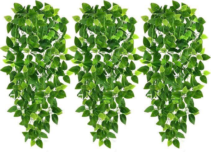 CEWOR 3pcs Fake Hanging Plants for Room Decor, 3.6ft Artificial Ivy Pothos Vine by CEWOR