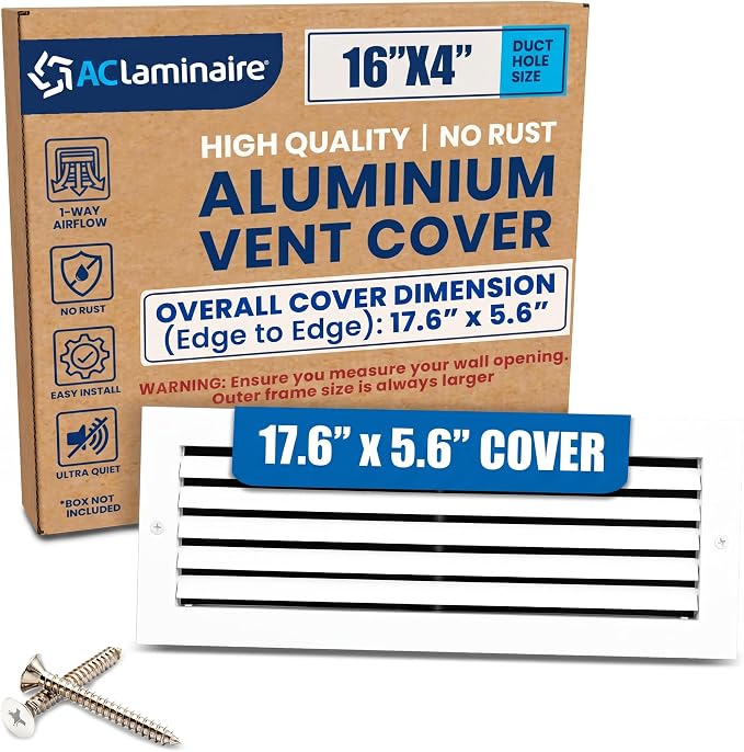 16x4 Aluminum Wall Ceiling Air Return Vent Cover HVAC Rustproof Grille by ACLAMINAIRE