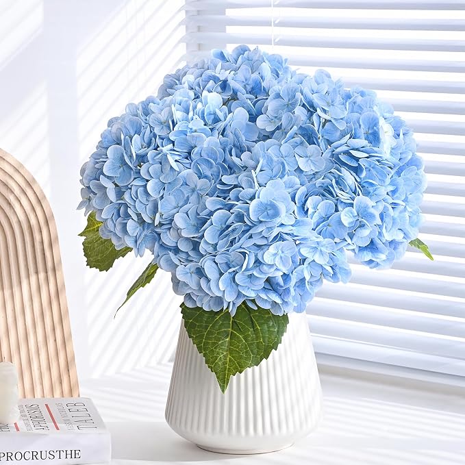 3Pcs 21in Hydrangea Artificial Flowers, Latex Real Touch Hydrangeas Lifelike - Image 7