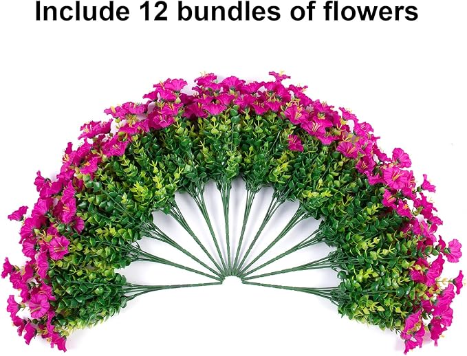 Artificial Flowers for Outdoors Fake Plants Outside Decoration, 12 Bundles Faux - Image 5