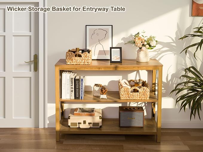 StorageWorks Scalloped Basket for Shelves, Water Hyacinth Storage Baskets | - Image 8
