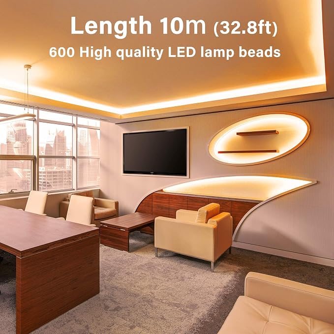 Onforu LED Strip Lights Warm White, 32.8ft Dimmable 3000k Led Lights - Image 3