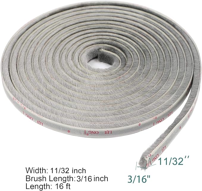 TORRAMI Felt Pile Weather Stripping 11/32 inch x 3/16 inch x 16 ft, Sliding - Image 2