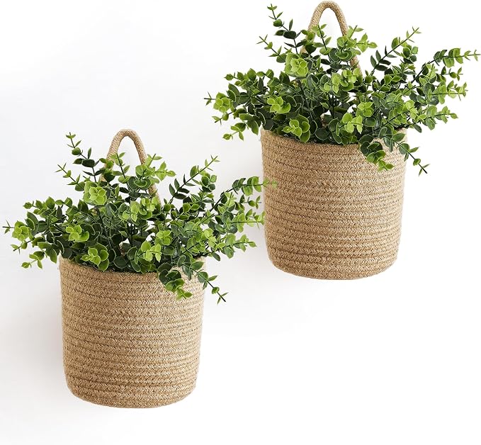 Dahey 2 Pack Woven Hanging Wall Basket 6.5"W×7"H by Dahey