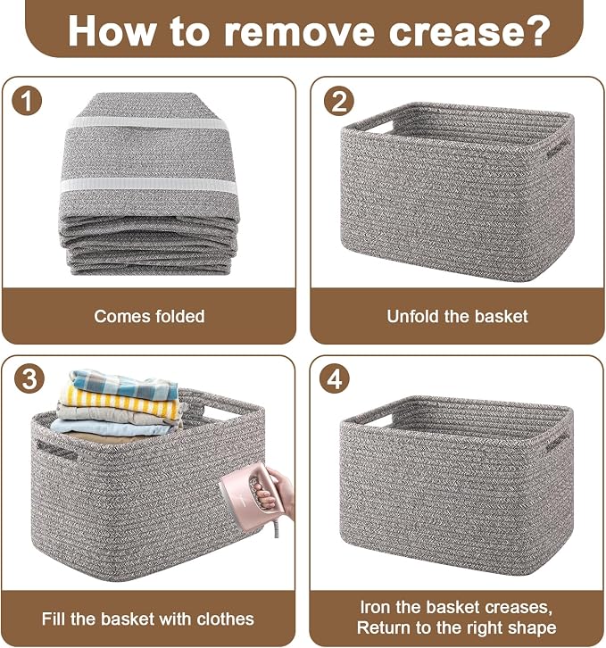 OIASKET 4Packs Natural Cotton Rope Storage Baskets - Image 9