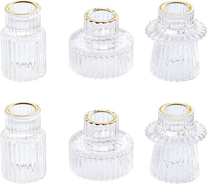 Vixdonos Taper Glass Candlestick Holders Tealight Candle Holders by Vixdonos