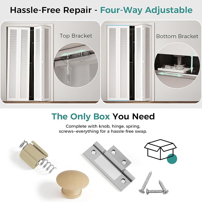 Closet Bifold Door Hardware & 36 Inch Track, 3 ft Bi Folding Door Rail Kit | - Image 8