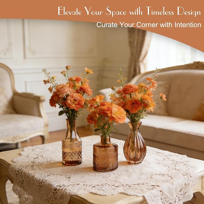Petal Petite Small Amber Glass Bud Vase Set of 36 - Image 5