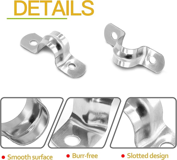 Piutouyar 50 Pack 12mm Two Hole Strap U Bracket, 1/2 Inch | 304 Stainless Steel - Image 4
