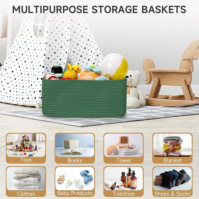 3 Pack Storage Baskets for Organizing, 13.7×9.5×6.3", Cotton Rope Basket for - Image 6