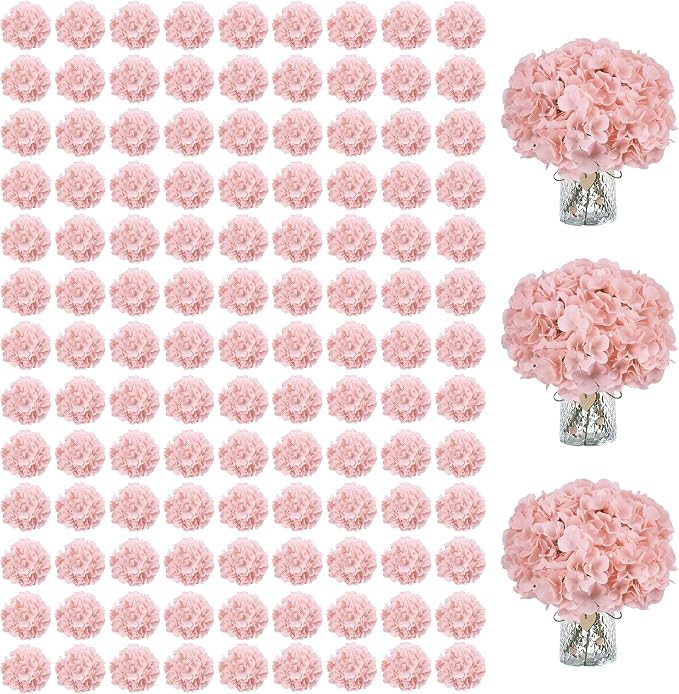 AVIVIHO 105pcs Blush Fake Flowers Hydrangea Artificial Flowers Bulk Silk Flowers by Aviviho