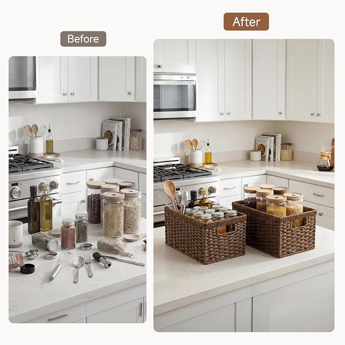StorageWorks Rectangular Wicker Storage Baskets - Image 6