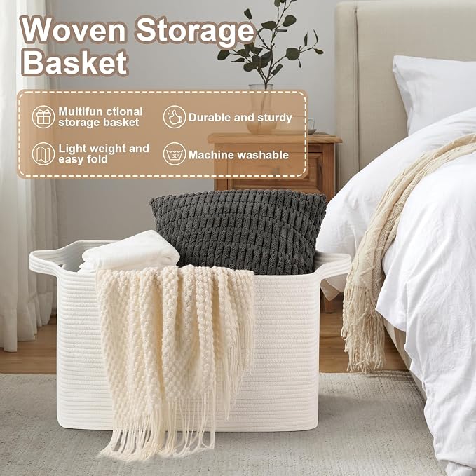 OIASKET 95L Extra Large Blanket Basket, Rectangle Nursery Blanket Storage - Image 7
