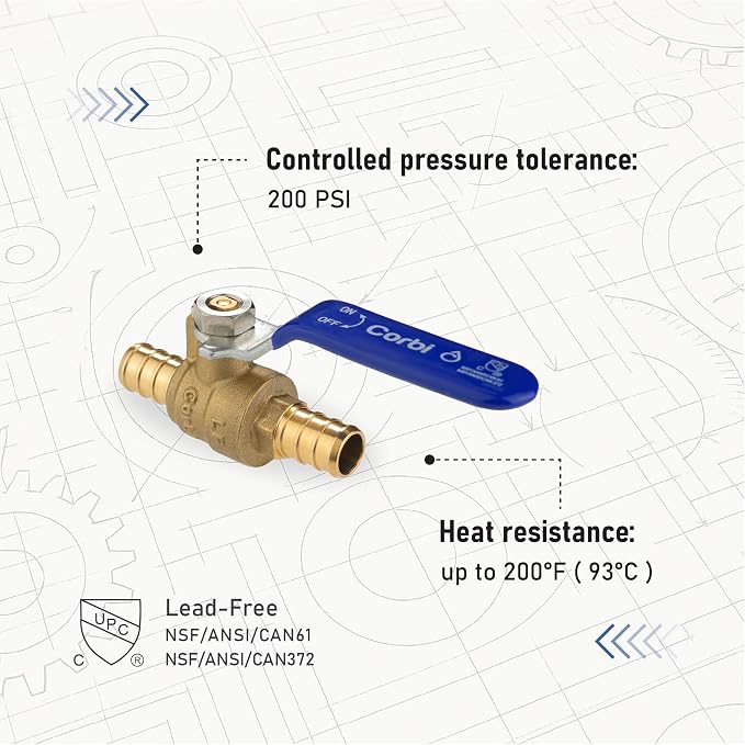 1/2 INCH PEX-B Ball Valves, Lead-Free Brass Full Port Shut-Off Valve - Image 3