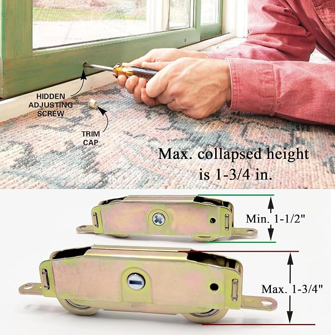 2 Pack Sliding Patio Door Tandem Roller Assembly Fits - Image 4