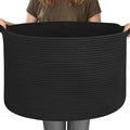 115L Super Large Black Blanket Basket, 23.6"x15.7" Woven Rope Bin by MEGASKET