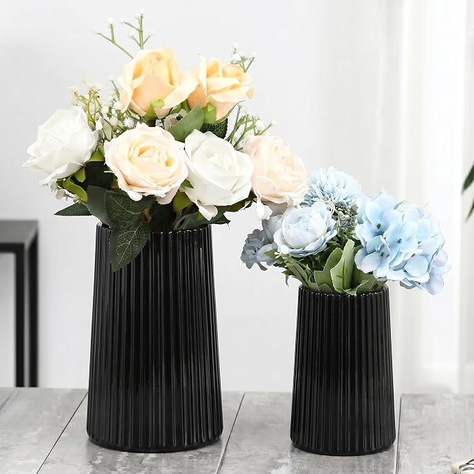 Ribbed Flower Vases Set of 2, Flower Vase by MARTAGE