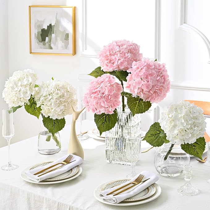 3Pcs 21in Latex Real Touch Hydrangea Artificial Flowers | Lifelike Large - Image 4