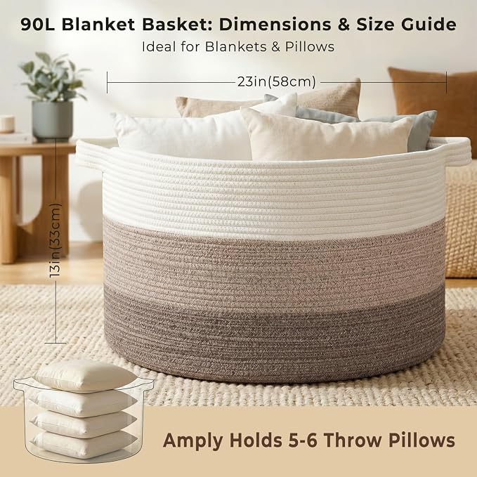 OIAHOMY 90L Extra Large Blanket Basket - Image 2