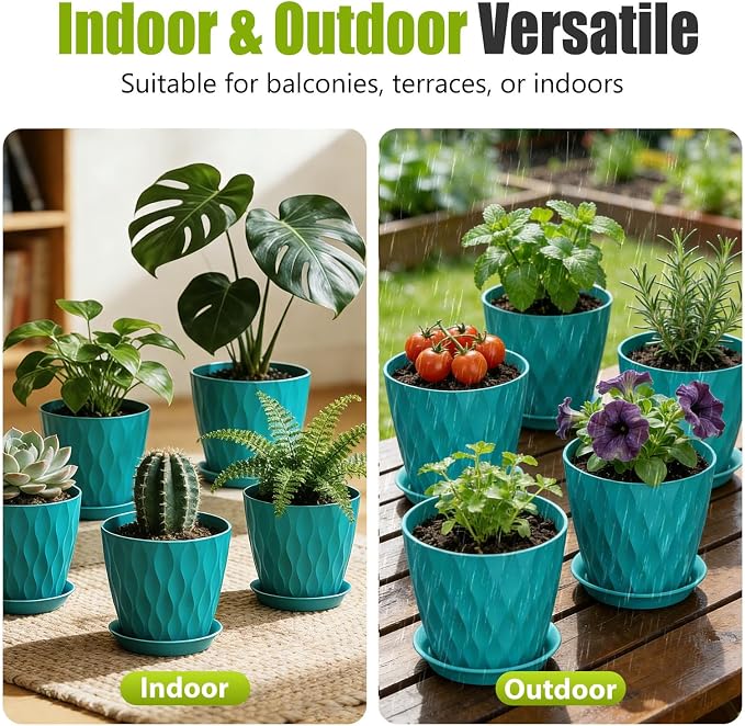 8 Inch Plastic Plant Pots, Planters - Image 3