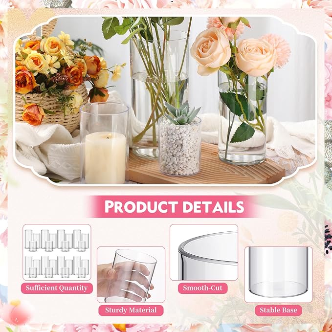 Nuogo 48 Pcs Plastic Cylinder Vases Tall Plastic Flower Vases - Image 3