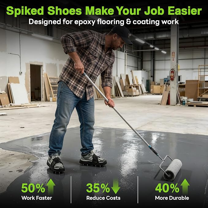 Epoxy Spike Shoes for Flooring, US Large Size | Sharp Spiked Shoes for Resinous - Image 5