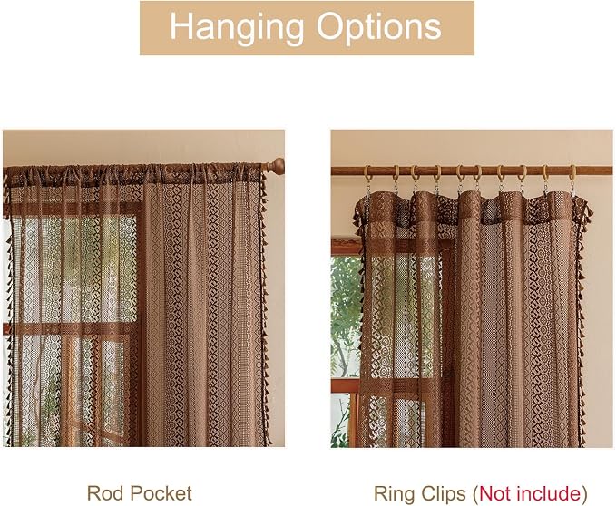 Sutuo Home Boho Lace Curtains 2 Panels Set - Image 4