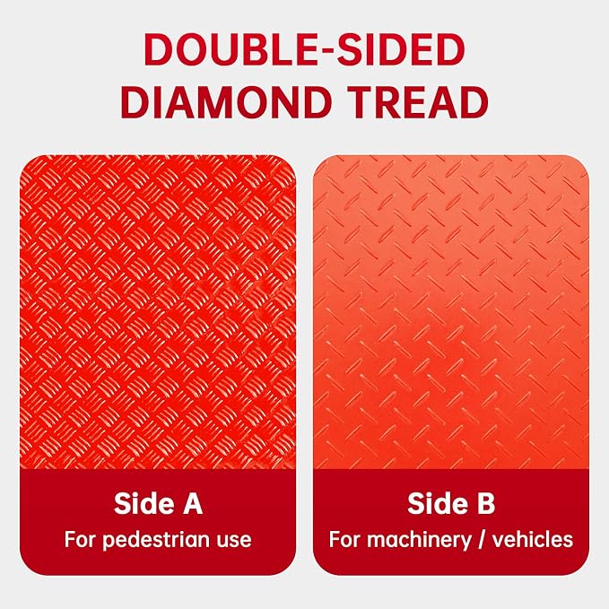 12Pcs 3'x8' Ground Protection Mats w/22 Connectors, Double Sided Diamond Tread - Image 4