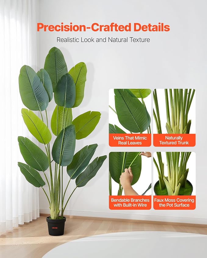 VEVOR Artificial Bird of Paradise 6 ft Tall, Fake Tropical Plants - Image 2