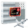 192Pcs 1/8 Inch Toggle Bolts, Heavy Duty Drywall Anchors and Screws Kit by Bemaka