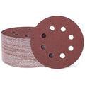 HARFINGTON 150 Pcs 5 Inch Sanding Discs 100 Grit Red Aluminum Oxide 8 Hole | by HARFINGTON