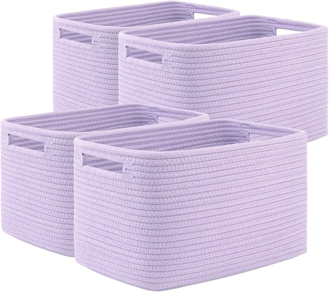 OIAHOMY 4 Pack Storage Baskets for Organizing 15L Cube Storage Bins Purple | by MasterofSpaceOptimization