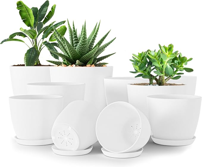 Plant Pots Indoor with Drainage, 10 Pack Multi-Size Planters Set by UTOPIAHOME