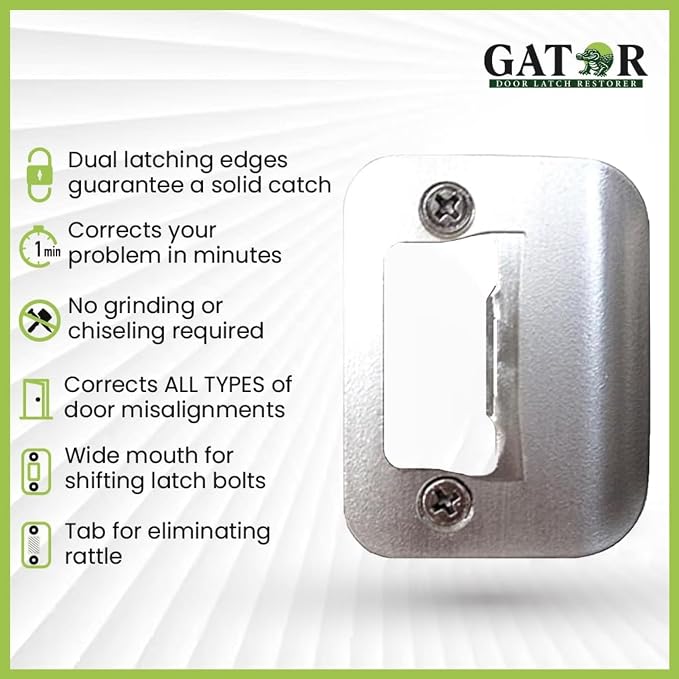 Gator Door Strike Plate 2-1/4" Latch Restorer, Satin Nickel, No Chiseling - Image 5