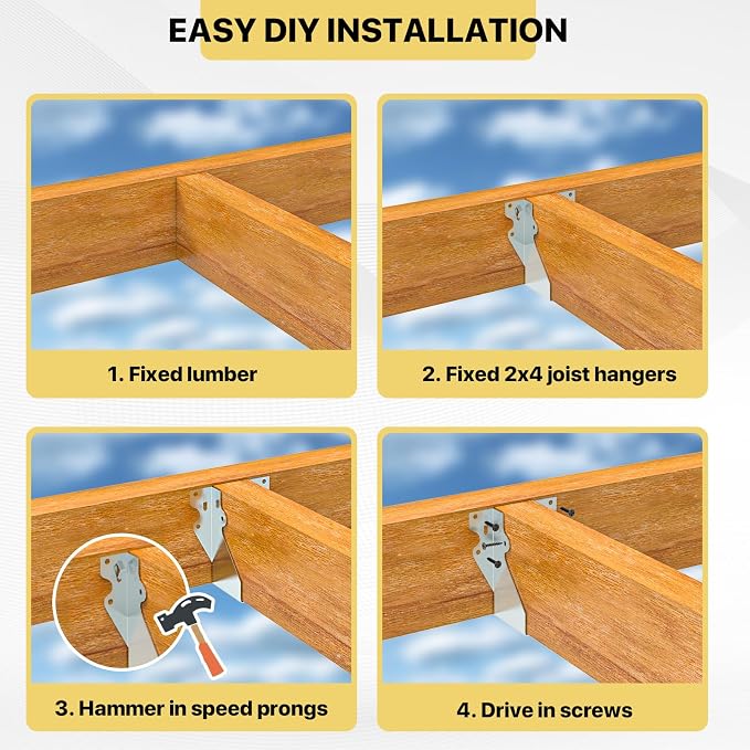20 pcs 2x4 Joist Hanger, LU26 18 Gauge Double Shear Face Mount Joist Hanger - Image 6