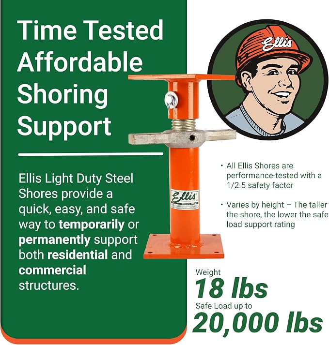 Ellis Manufacturing Light-Duty Steel, Construction Jack Post, Floor Leveling - Image 2