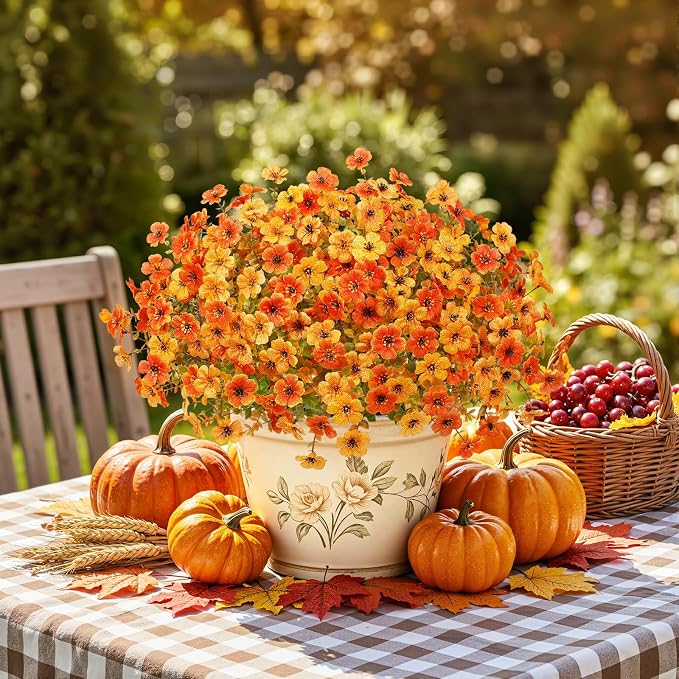 Alupssuc 48 Bundles Artificial Fall Flowers, UV Resistant Faux Mums Porch | - Image 7