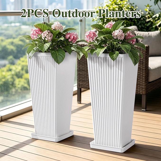 24" Tapered Tall Planters for Outdoor Plants - Image 6