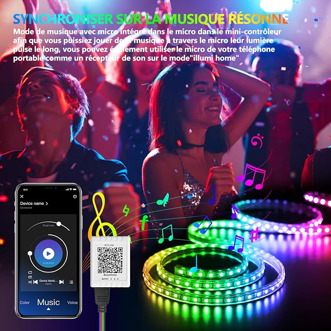 Nexillumi Led Lights for Bedroom 100ft Music Sync Color Changing Led Strip - Image 3