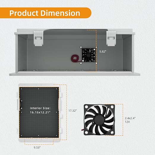 Joinfworld Vented Outdoor Enclosure Box 18.1x12.6x6.4 White | ABS Weatherproof - Image 2