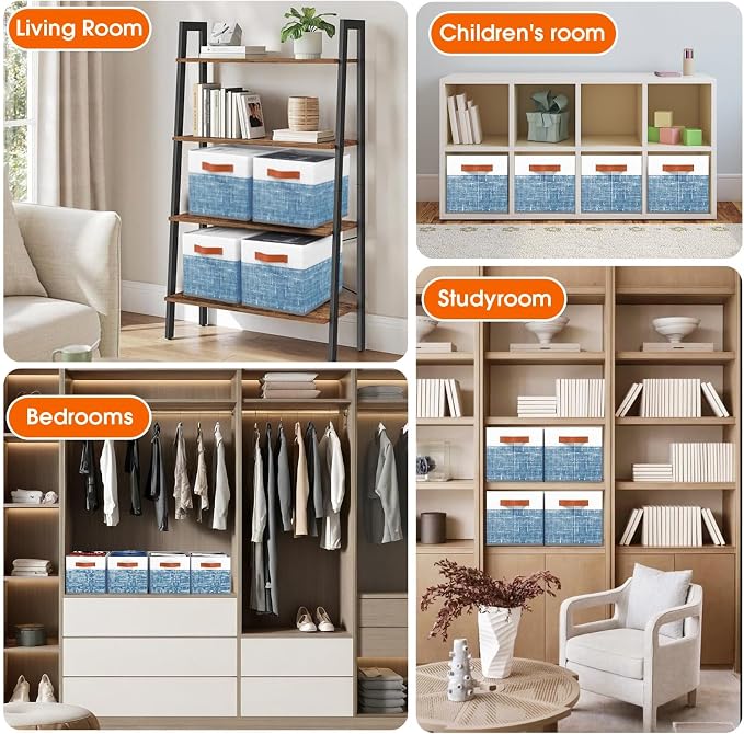 Collapsible Storage Baskets for Shelves, 4 Pack Foldable Fabric Storage Bins - Image 6