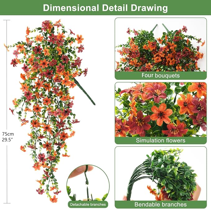 Artificial Fall Fake Flowers for Outdoor Decor, Look Real Autumn Silk Flower - Image 2