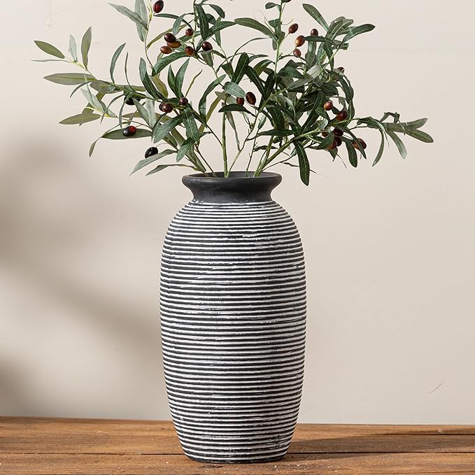 Ceramic Rustic Vase, Large Flower Farmhouse Vases Home Decor, 12.5" Tall by ooit