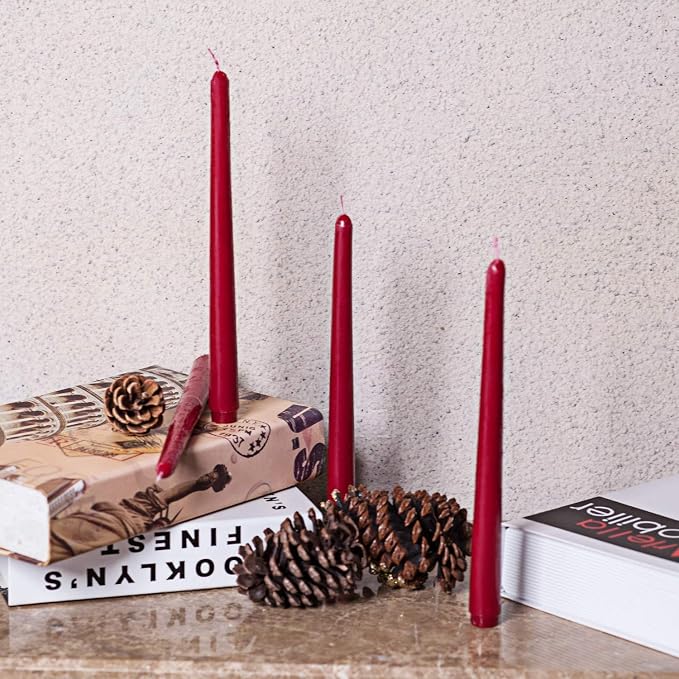 Howemon 14 Pack Dark Red Taper Candles 12 Inch Tall 3/4 Inch Thick Burn 10 Hours - Image 2