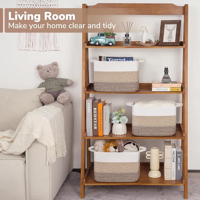 Goodpick Woven Storage Basket for Shelves, Gradient Brown | Stylish Gift Basket - Image 2