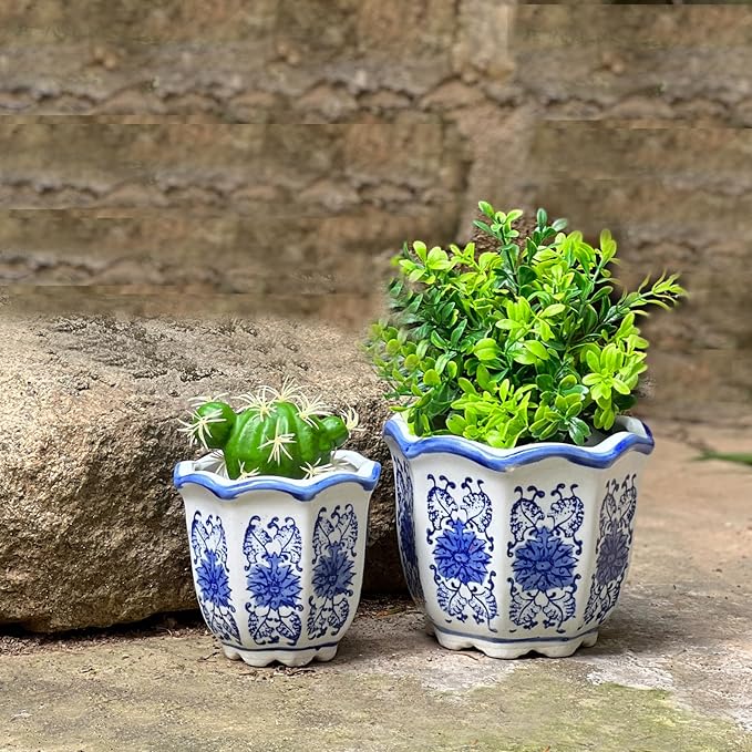 HakkaGirl Ceramic Pots for Plants, Chinoiserie Décor Ceramic Flower Pots - Image 6