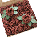 Artificial Flowers 25pcs Real Looking Terracotta Foam Fake Roses by Floroom