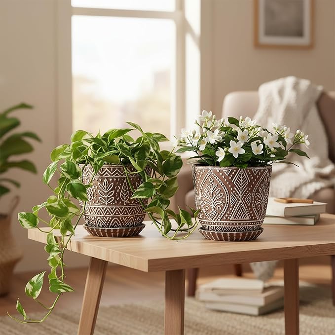 Gepege Ceramic Plant Pots, 6 Inch Indoor Planters - Image 8